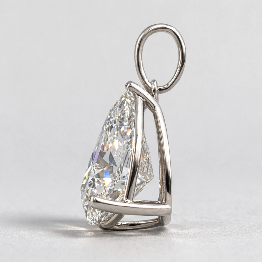 PT950 Platinum Pear Cut Diamond Pendant view 3