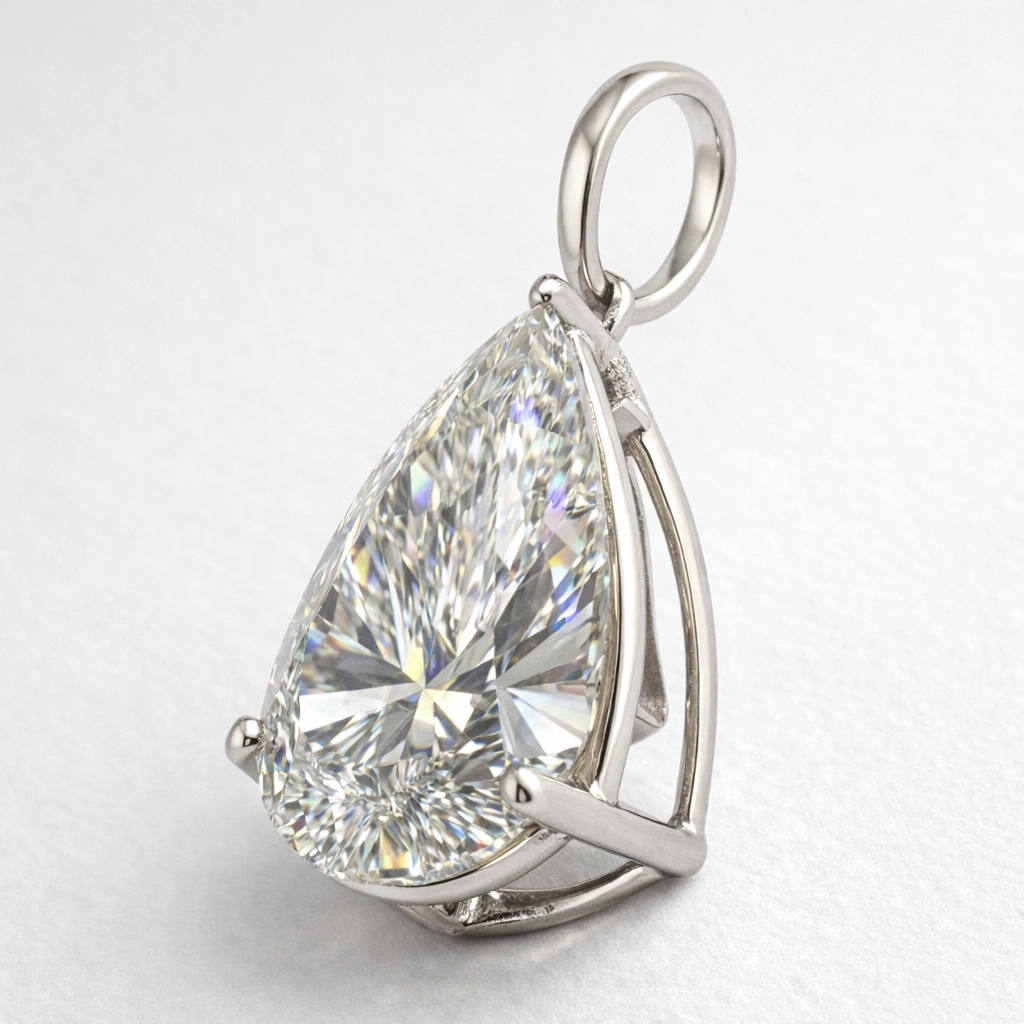 PT950 Platinum Pear Cut Diamond Pendant view 4