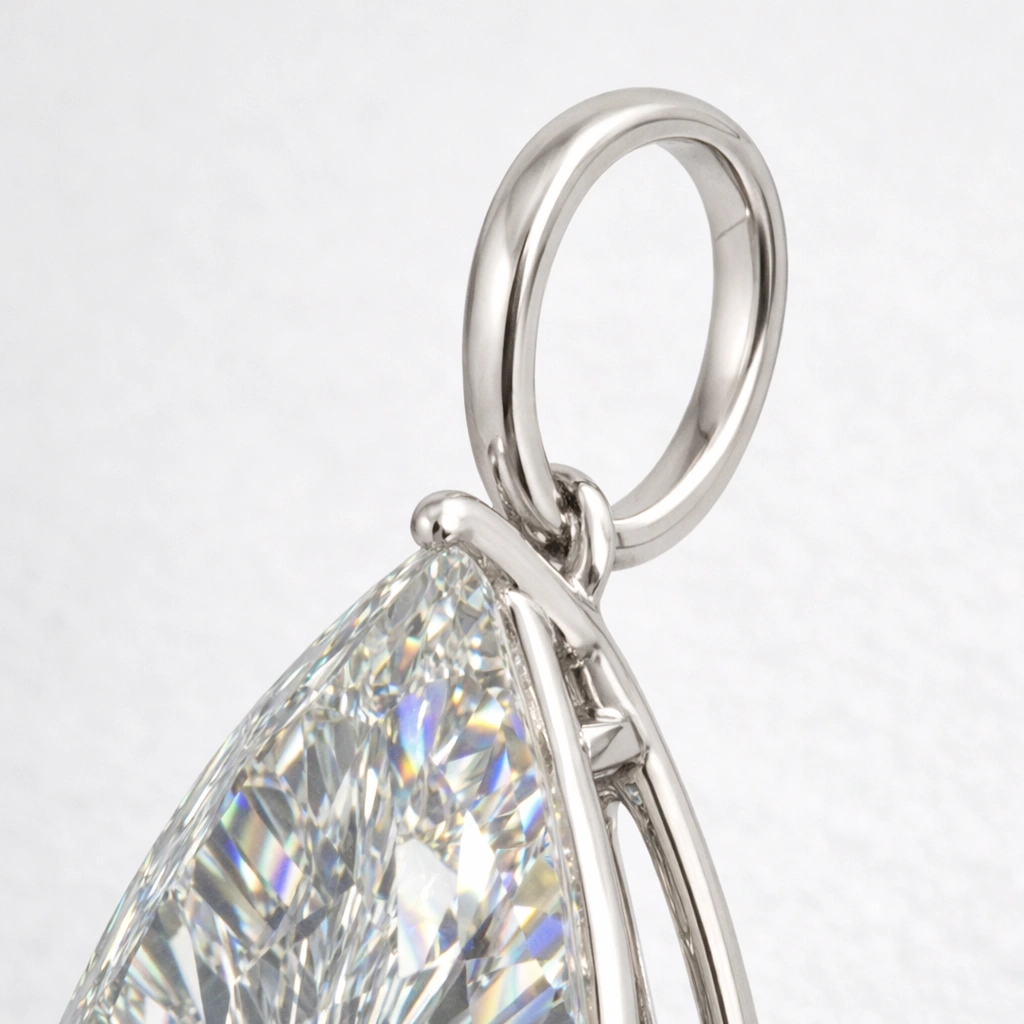 PT950 Platinum Pear Cut Diamond Pendant view 5