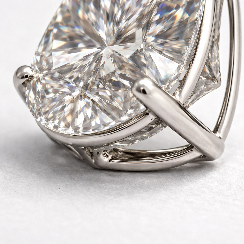PT950 Platinum Pear Cut Diamond Pendant view 6