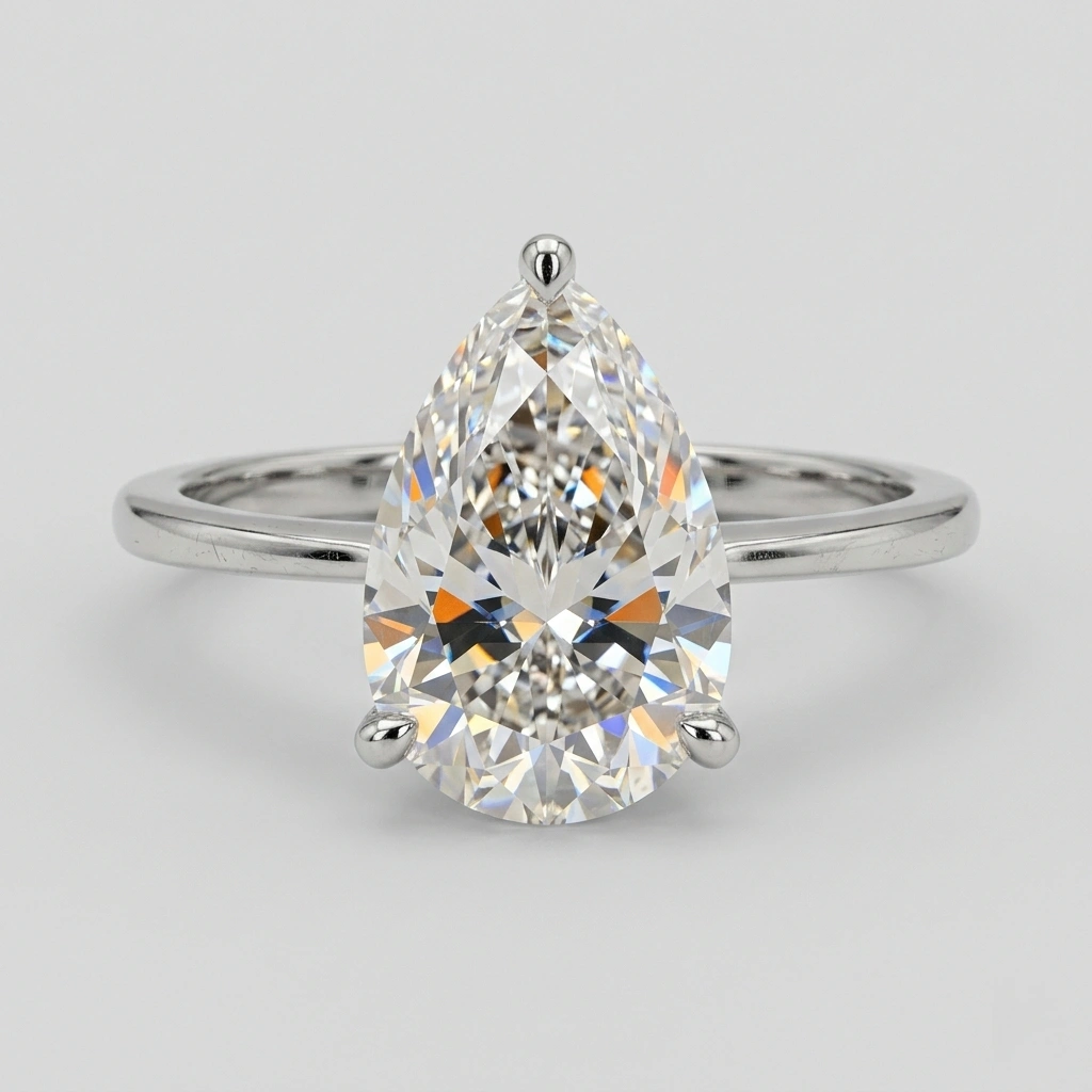 PT950 Platinum Pear Diamond Pavé Engagement Ring view 3