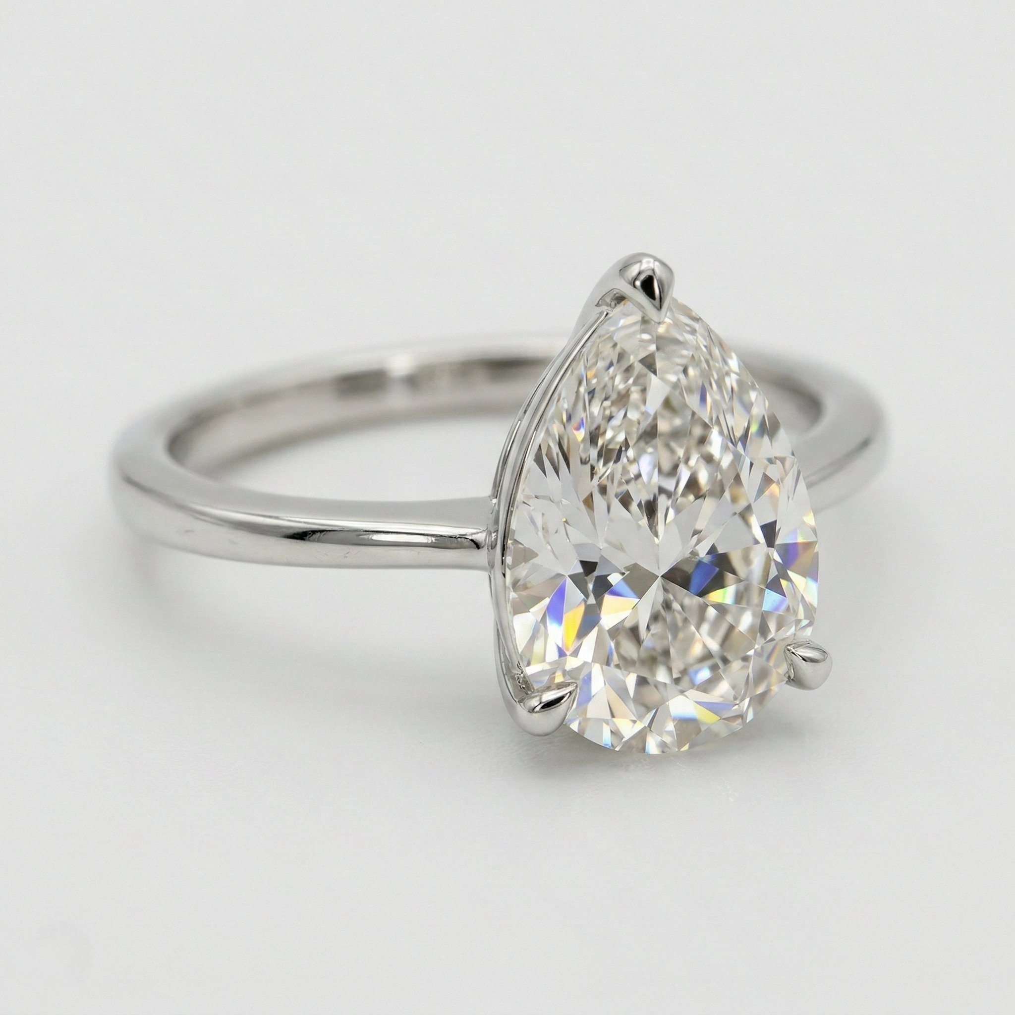 PT950 Platinum Pear Diamond Pavé Engagement Ring view 4