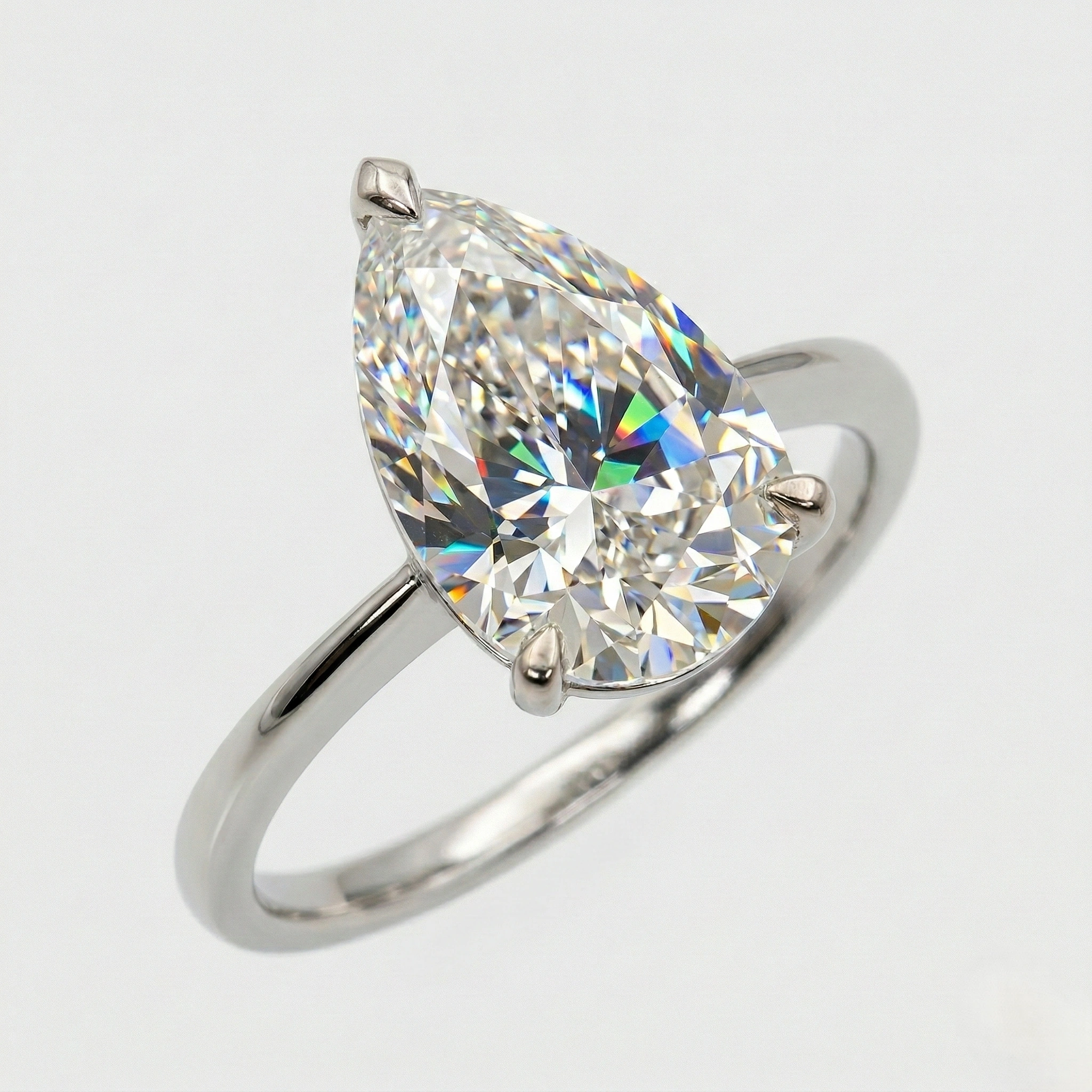 PT950 Platinum Pear Diamond Pavé Engagement Ring view 5