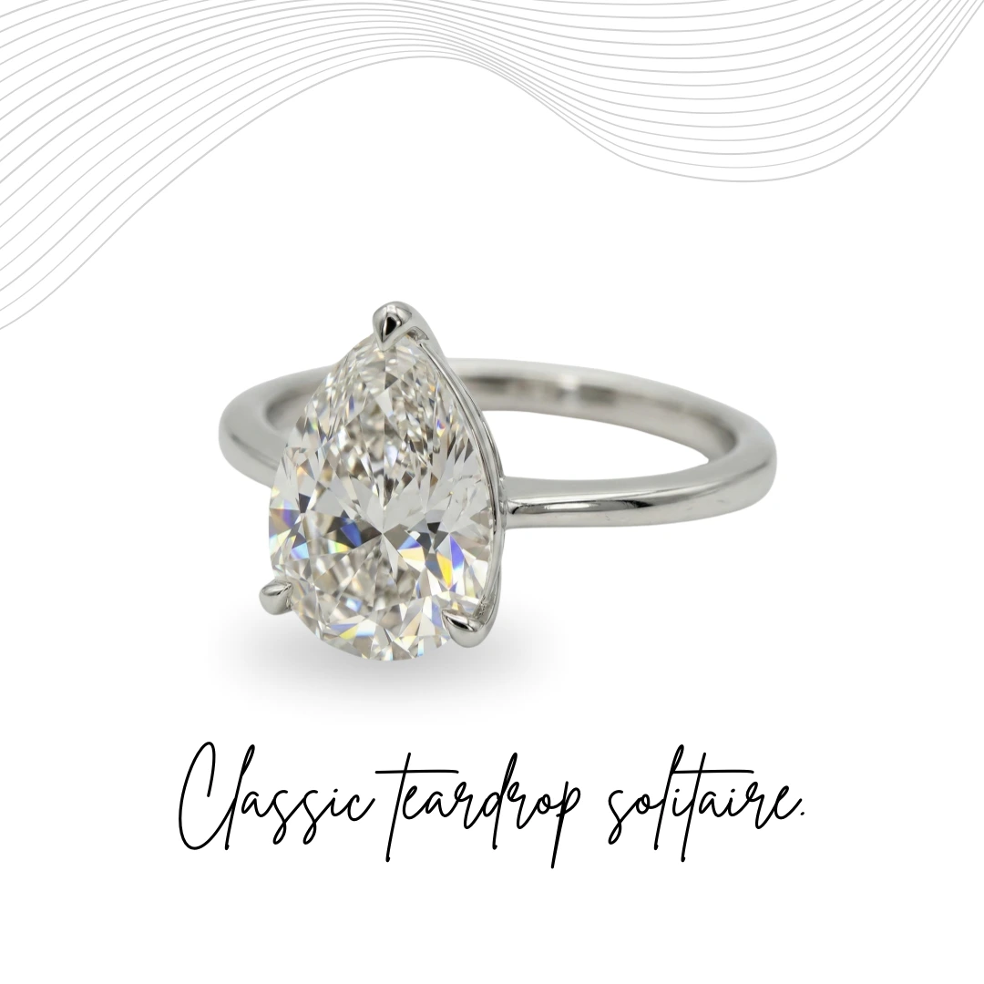 PT950 Platinum Pear Diamond Pavé Engagement Ring