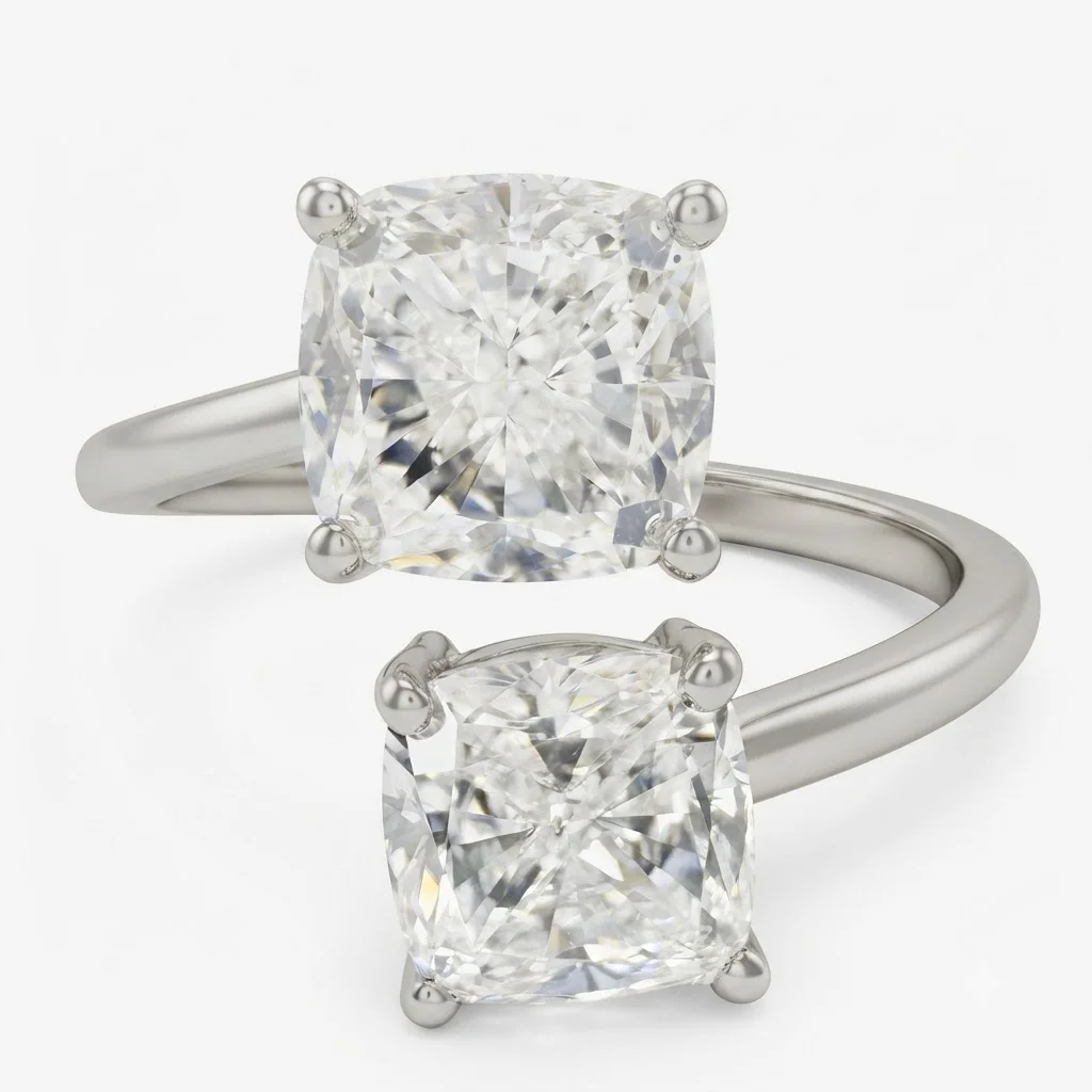 Cushion Cut Lab Grown Diamond Ring in PT950 Platinum view 3