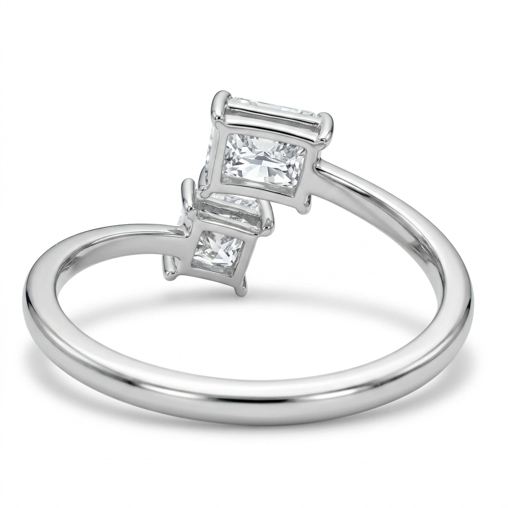 PT950 Platinum Princess-Cut & Radiant-Cut Lab-Grown Diamond Engagement Ring view 7