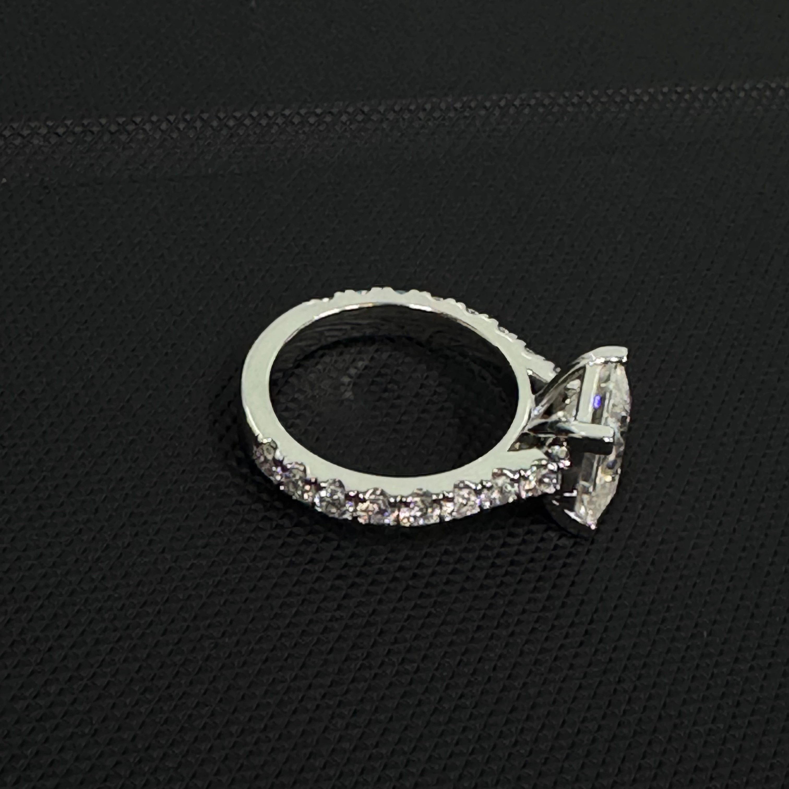 PT950 Platinum Princess Cut Diamond Engagement Ring 4.66 CT | 3.5 CT Princess Solitaire with Round Diamond Accents view 4