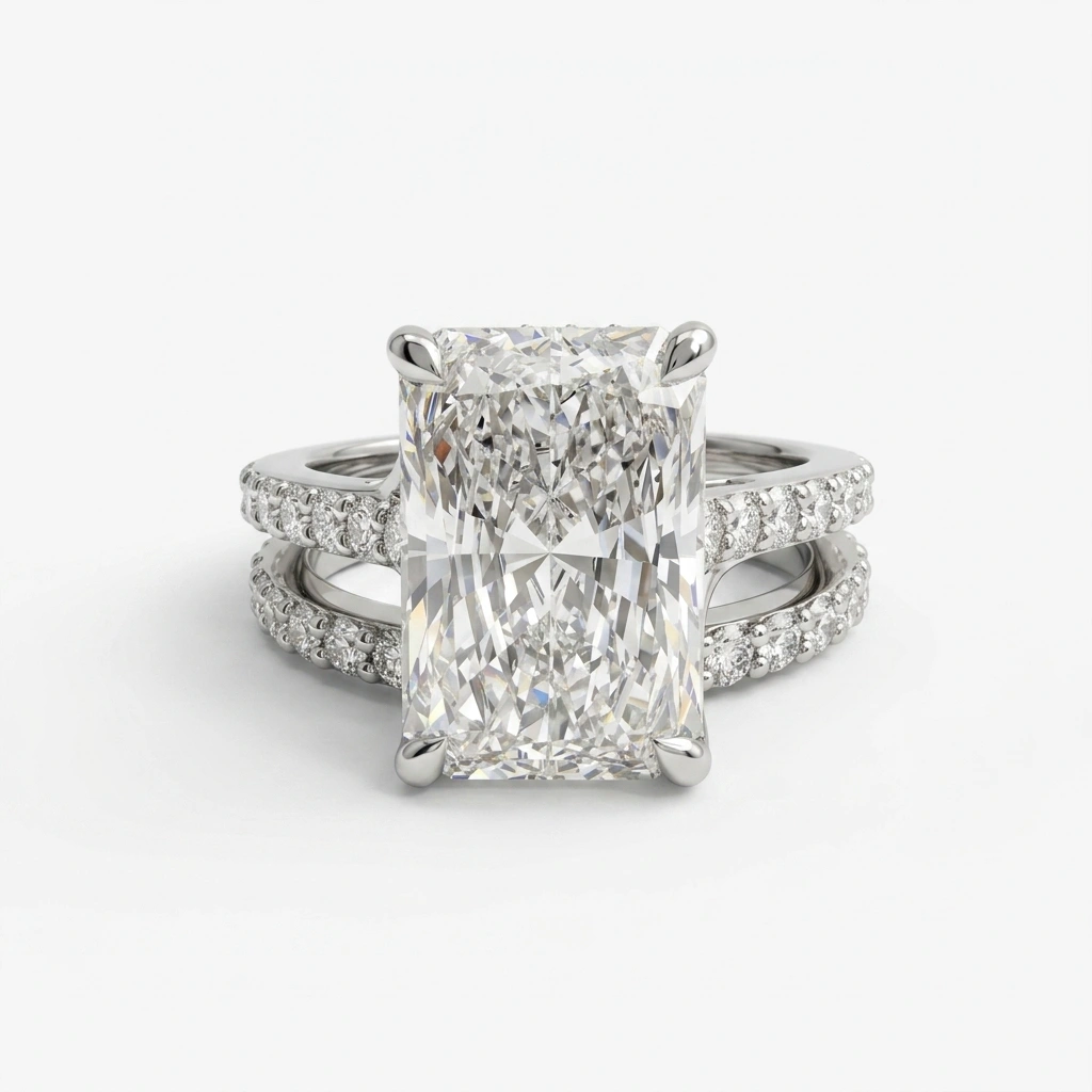 PT950 Platinum Radiant & Round Lab-Grown Diamond Engagement Ring view 3
