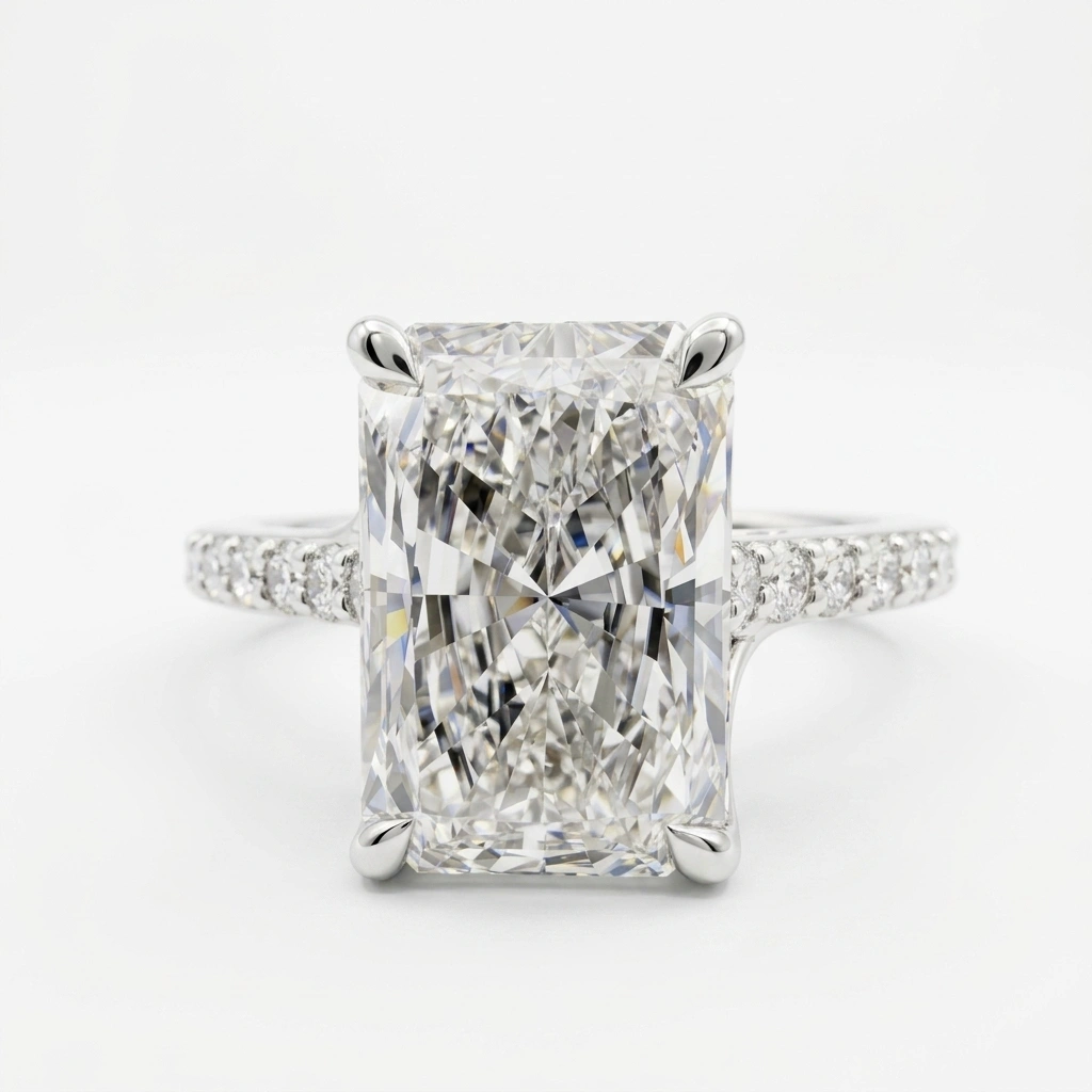 PT950 Platinum Radiant & Round Lab-Grown Diamond Engagement Ring view 4