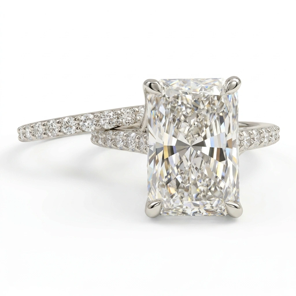 PT950 Platinum Radiant & Round Lab-Grown Diamond Engagement Ring view 5