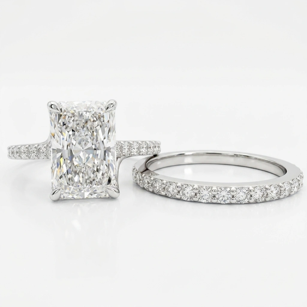 PT950 Platinum Radiant & Round Lab-Grown Diamond Engagement Ring view 6