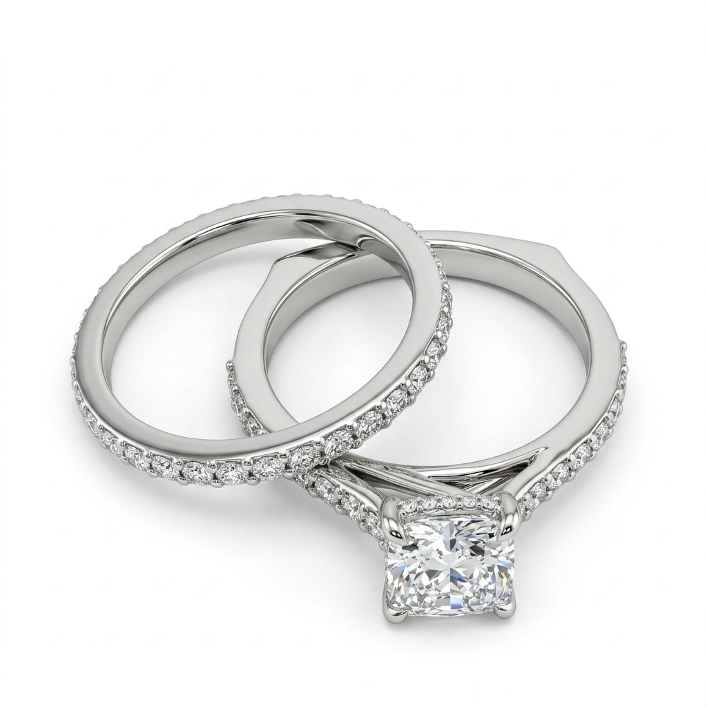 PT950 Platinum Radiant & Round Lab-Grown Diamond Engagement Ring view 9