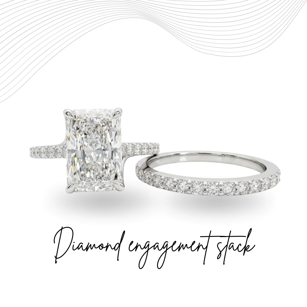 PT950 Platinum Radiant & Round Lab-Grown Diamond Engagement Ring