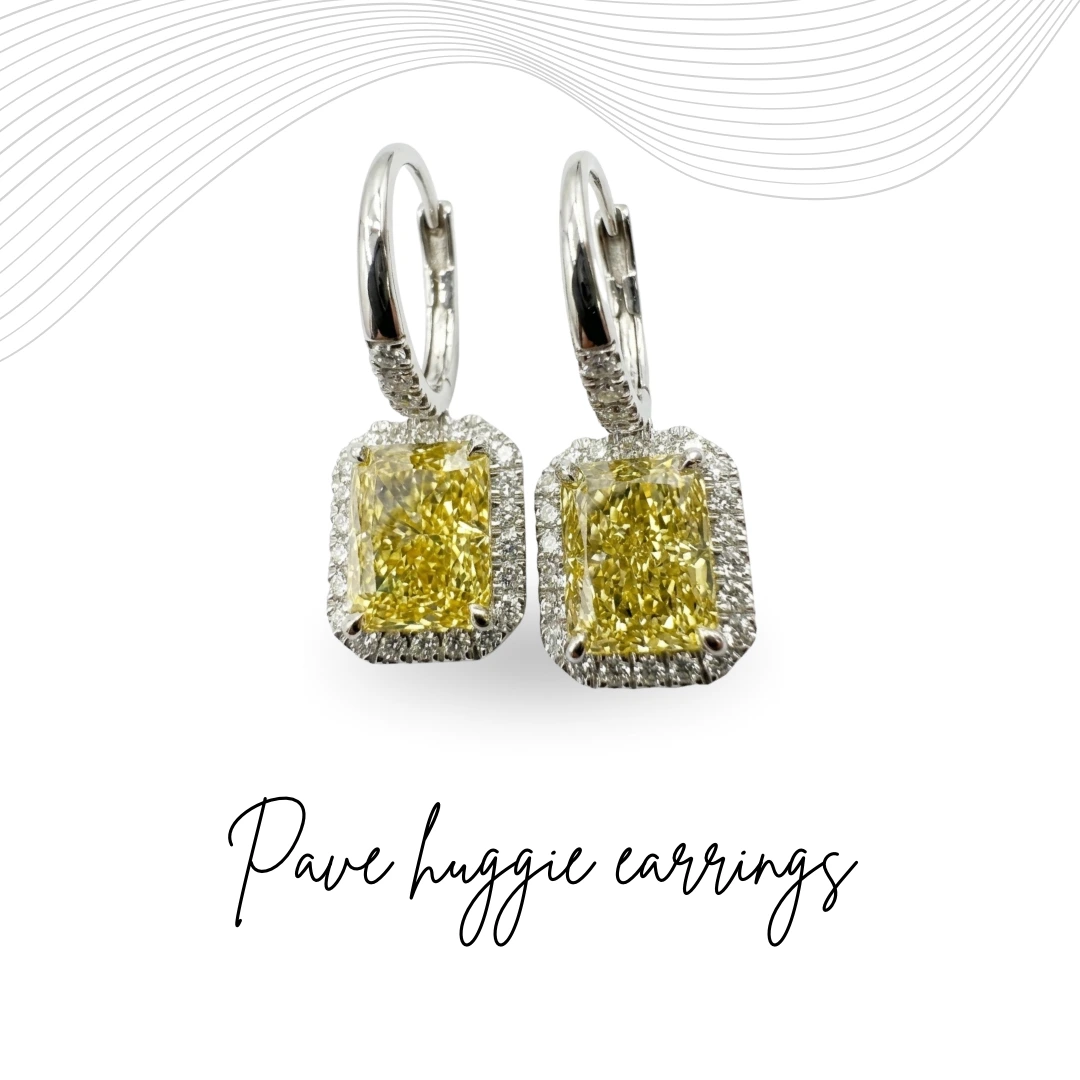 PT950 Platinum Radiant-Cut Yellow Diamond Halo Drop Earrings | Luxury Fine Jewelry