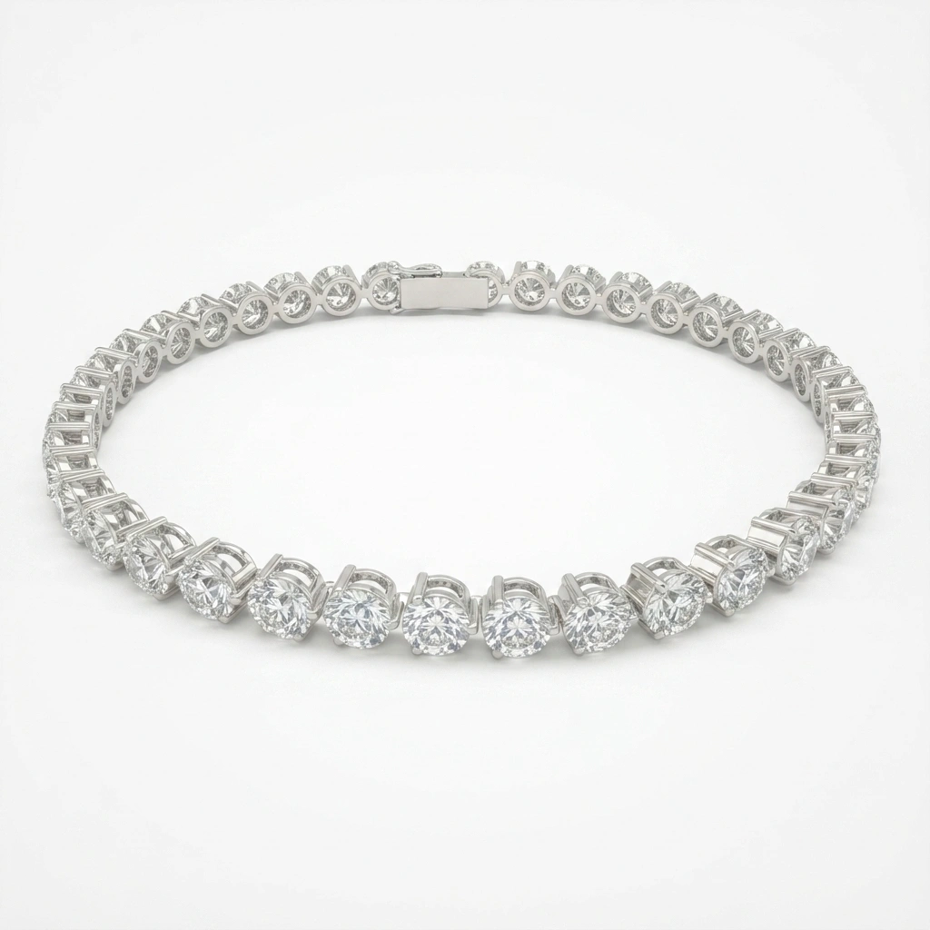 PT950 Platinum Round Brilliant Lab-Grown Diamond Bracelet view 3