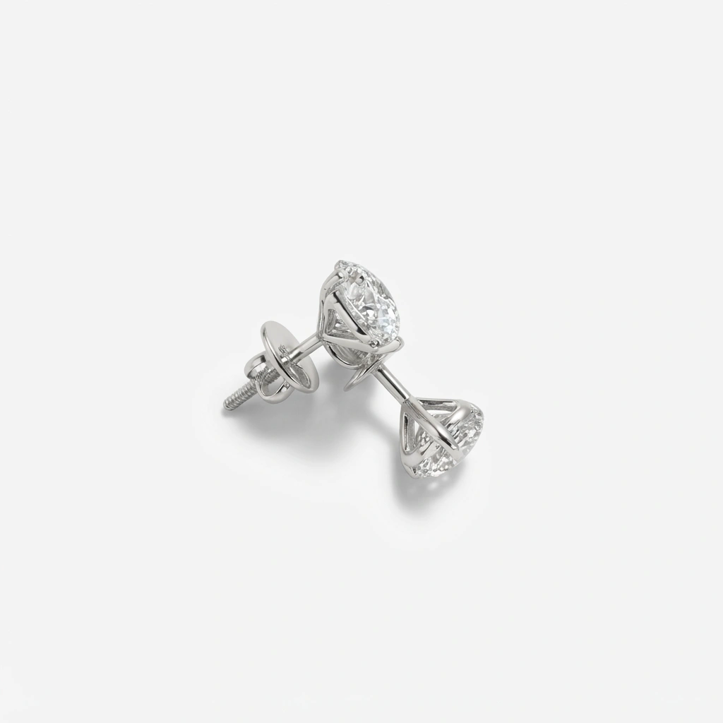 PT950 Platinum Round Brilliant Lab Grown Diamond Earrings view 4