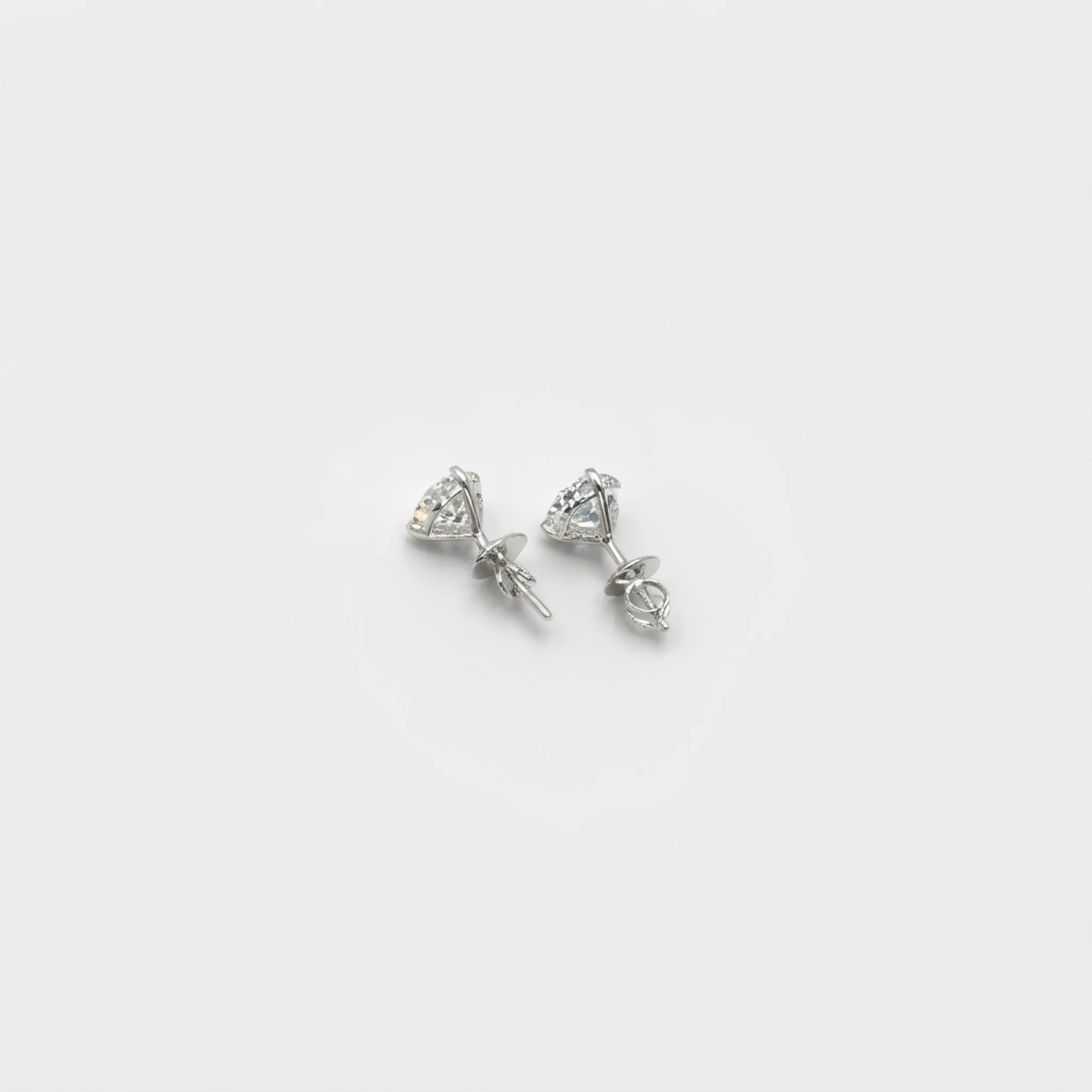 PT950 Platinum Round Brilliant Lab Grown Diamond Earrings view 5