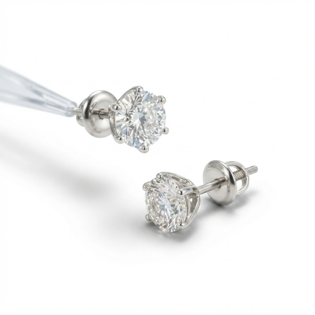 PT950 Platinum Round Brilliant Lab Grown Diamond Earrings view 6