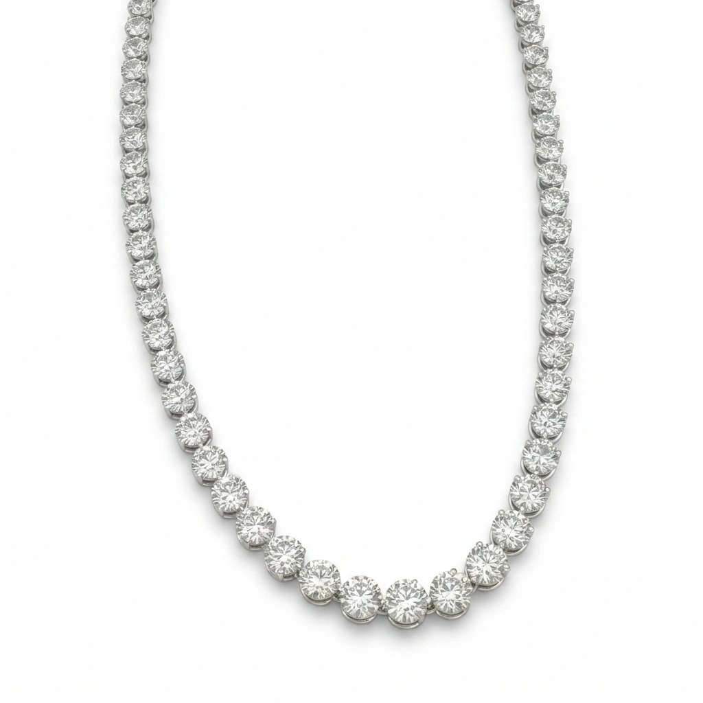PT950 Platinum Round Brilliant Lab-Grown Diamond Necklace view 3