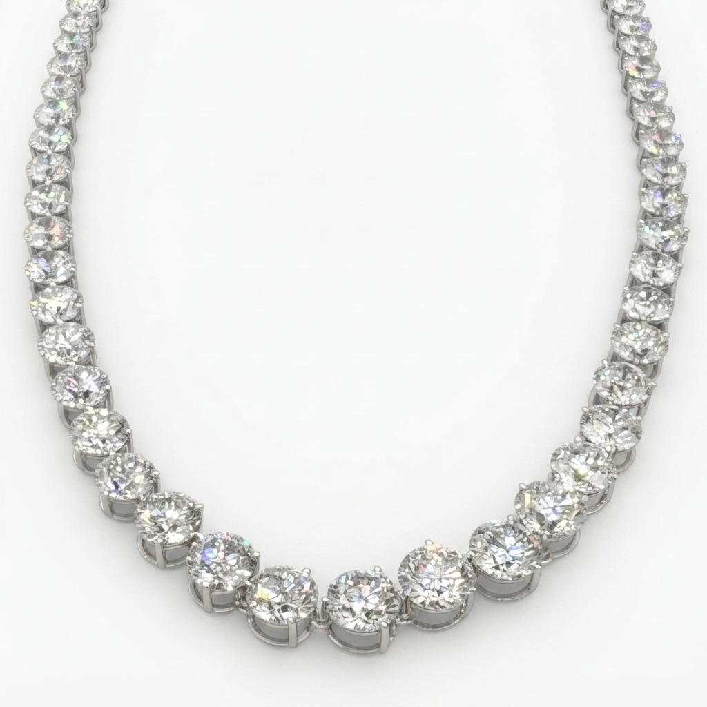 PT950 Platinum Round Brilliant Lab-Grown Diamond Necklace view 5