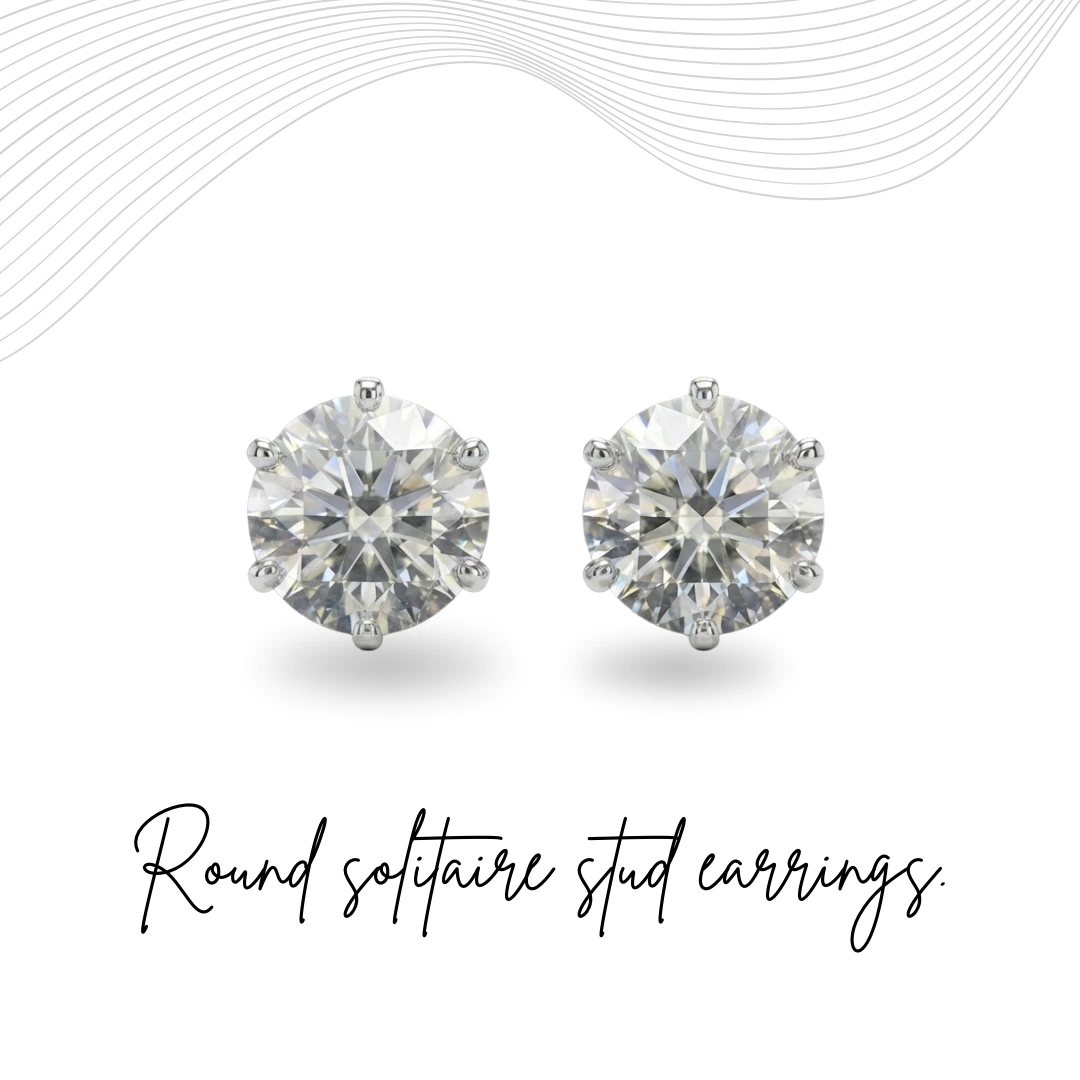 PT950 Platinum Round Diamond Stud Earrings | Classic Solitaire Earrings
