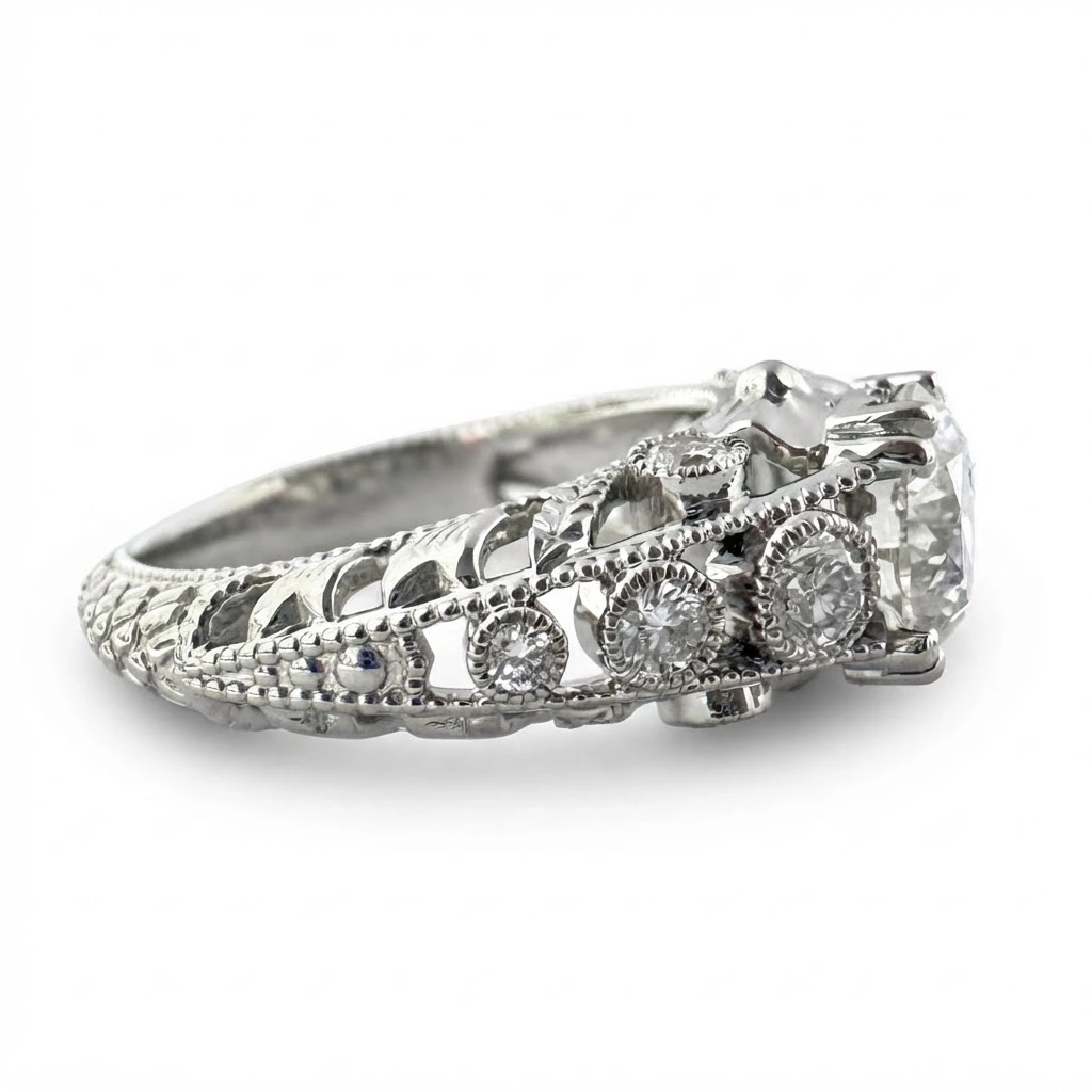 PT950 Platinum Round Lab Grown Diamond Engagement Ring | IGI Certified view 4