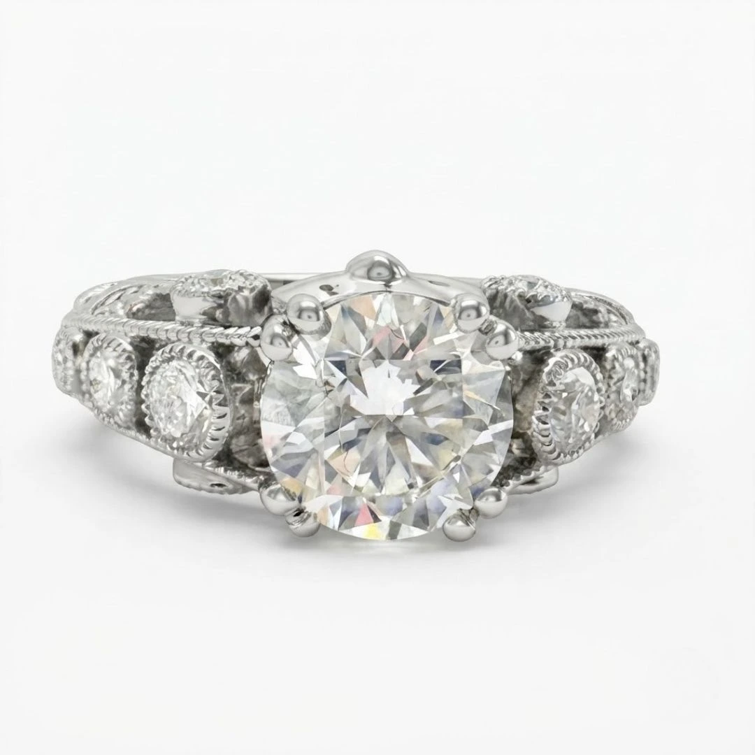 PT950 Platinum Round Lab Grown Diamond Engagement Ring | IGI Certified view 3