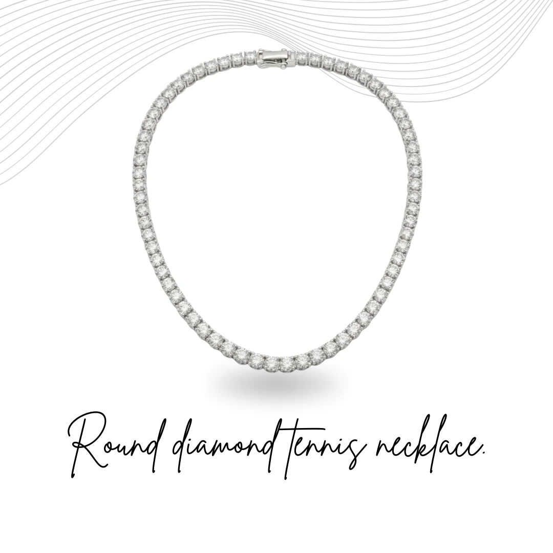 PT950 Platinum Round Lab Grown Diamond Tennis Necklace