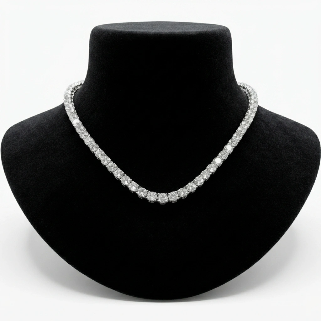 PT950 Platinum Round Lab Grown Diamond Tennis Necklace view 3