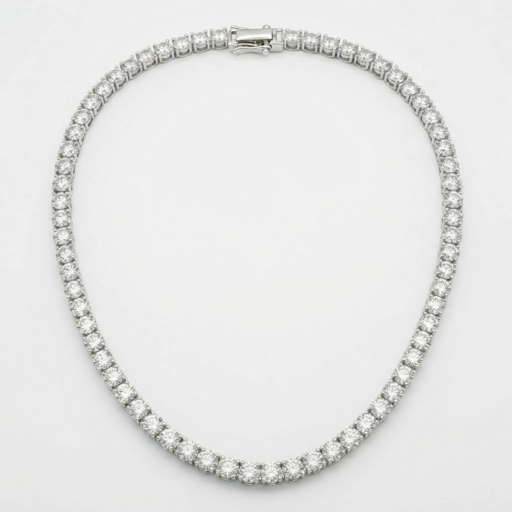 PT950 Platinum Round Lab Grown Diamond Tennis Necklace view 4