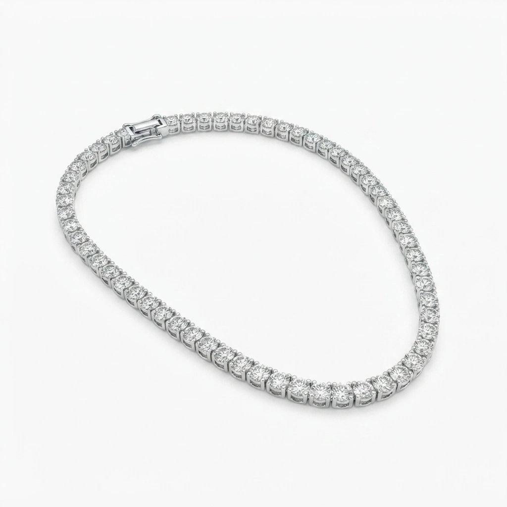 PT950 Platinum Round Lab Grown Diamond Tennis Necklace view 5