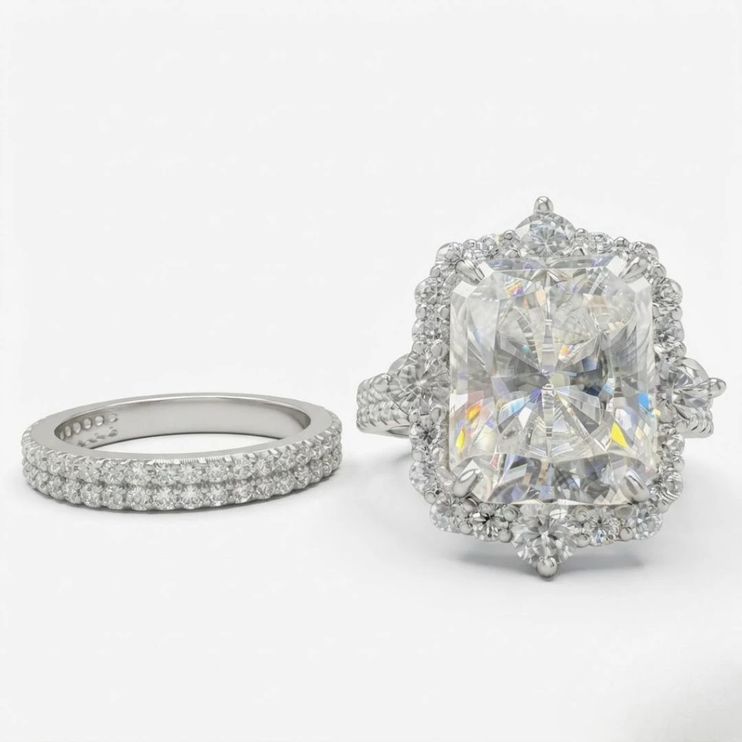 Radiant & Round Lab Grown Diamond Ring | PT950 Platinum | IGI Certified view 3
