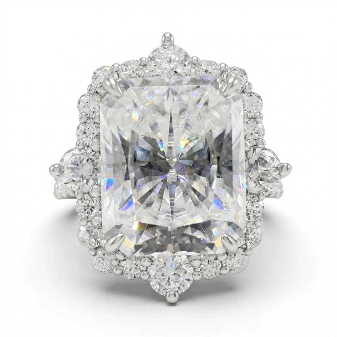 Radiant & Round Lab Grown Diamond Ring | PT950 Platinum | IGI Certified view 7
