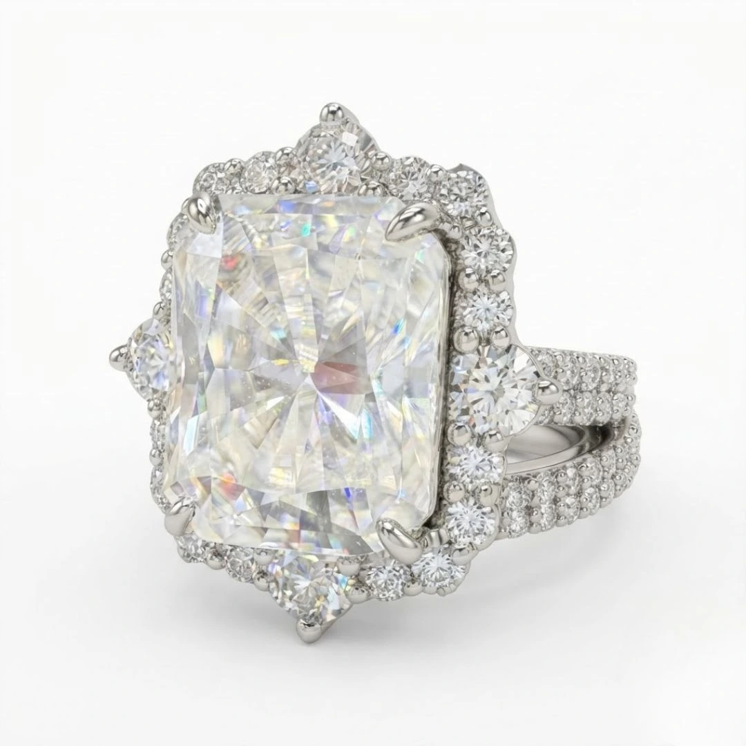 Radiant & Round Lab Grown Diamond Ring | PT950 Platinum | IGI Certified view 8