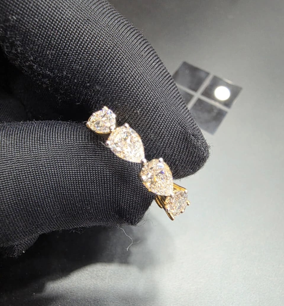 4.13 CT Pear Diamond Ring in 14K Yellow Gold