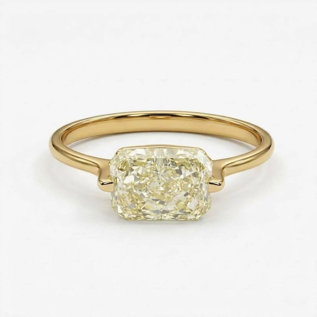 Radiant Cut Lab Grown Diamond Ring | Yellow Gold | IGI Certified