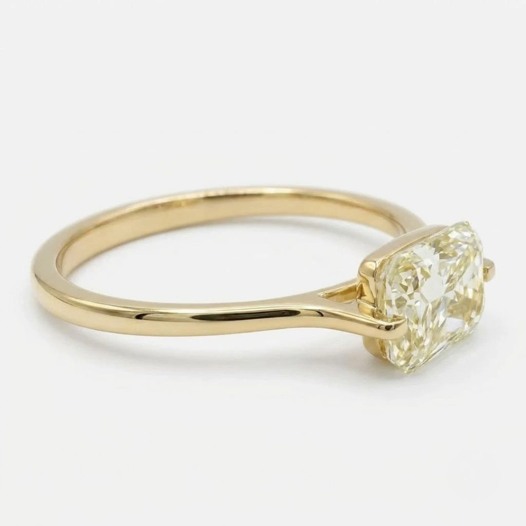 Radiant Cut Lab Grown Diamond Ring | Yellow Gold | IGI Certified view 5