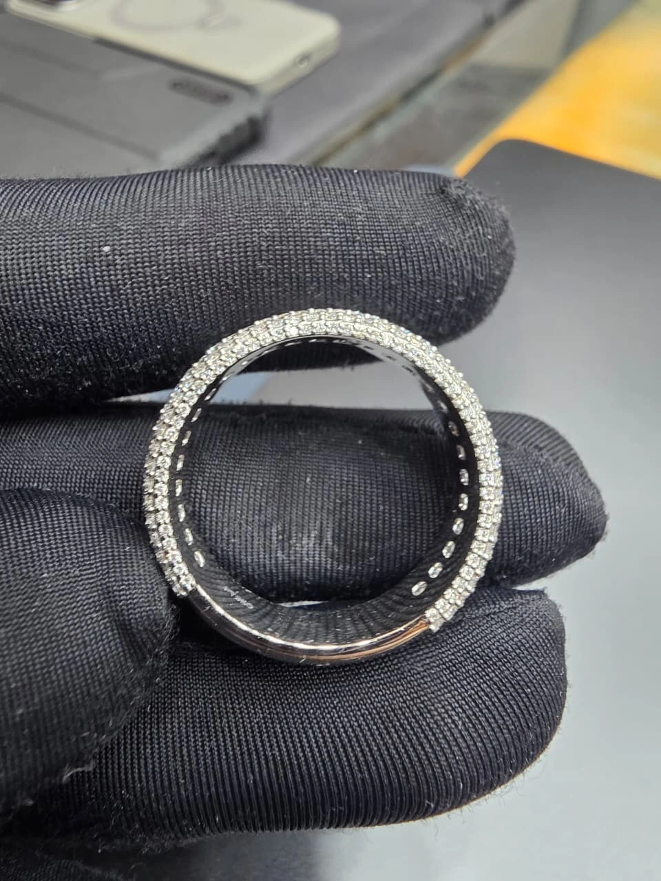 Radiant Diamond Statement Ring in PT950 Platinum | 3.22 TCW Wide Diamond Band Ring view 6