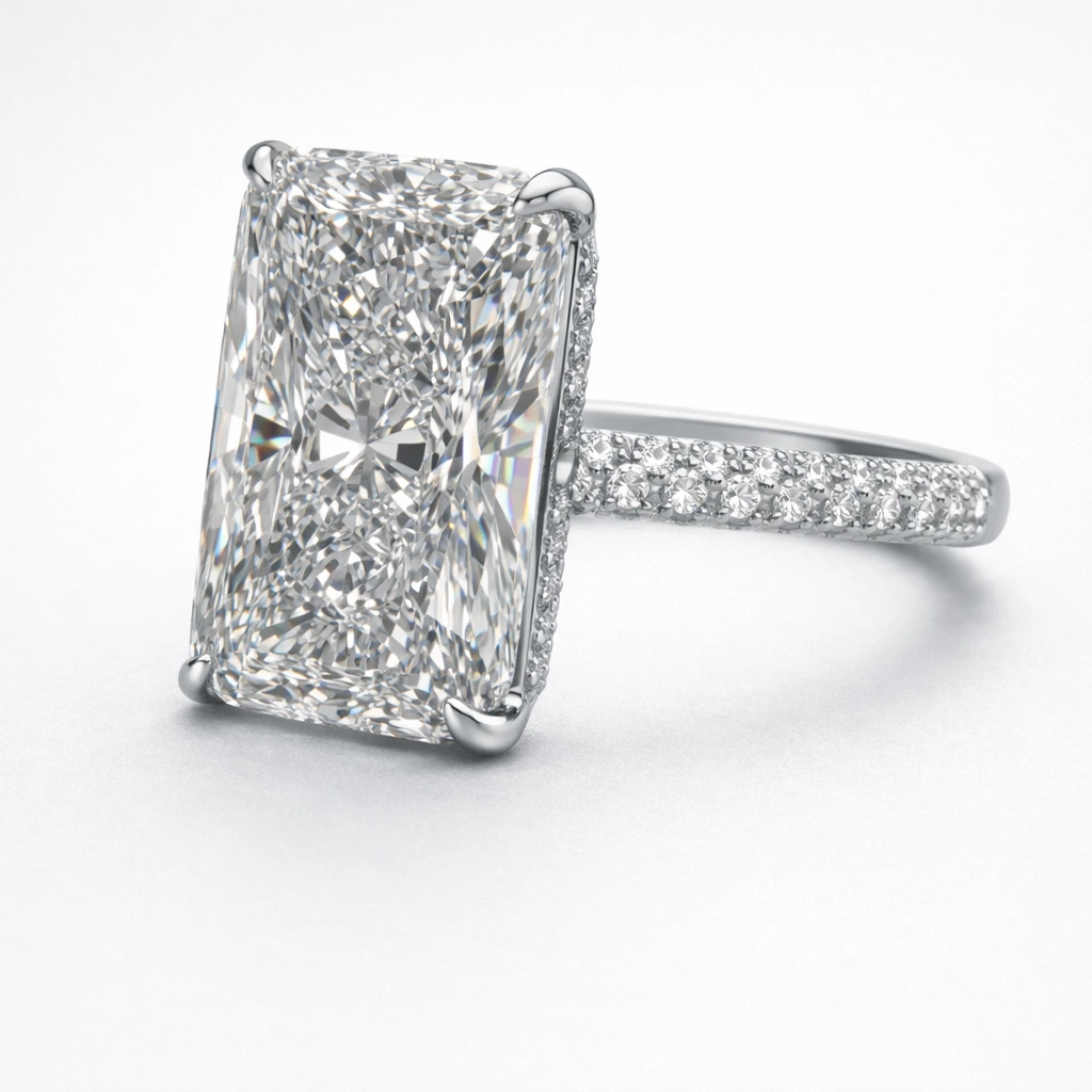 Radiant Pavé Diamond Ring Lab Grown Diamond | IGI Certified view 3