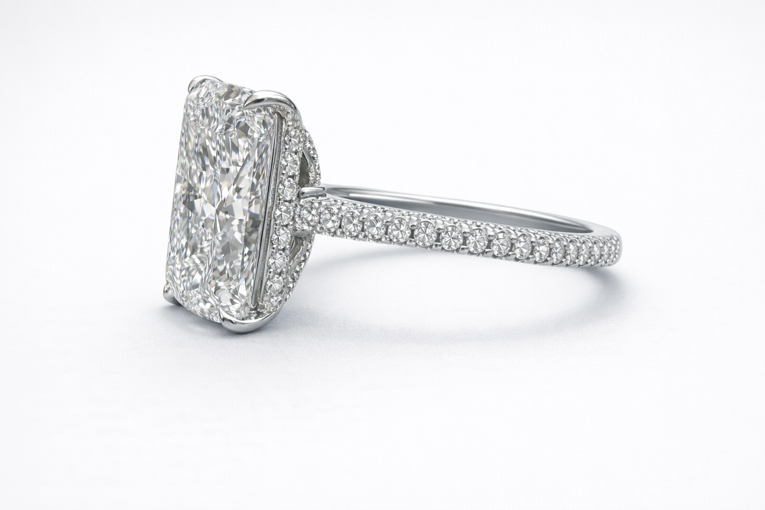 Radiant Pavé Diamond Ring Lab Grown Diamond | IGI Certified view 4