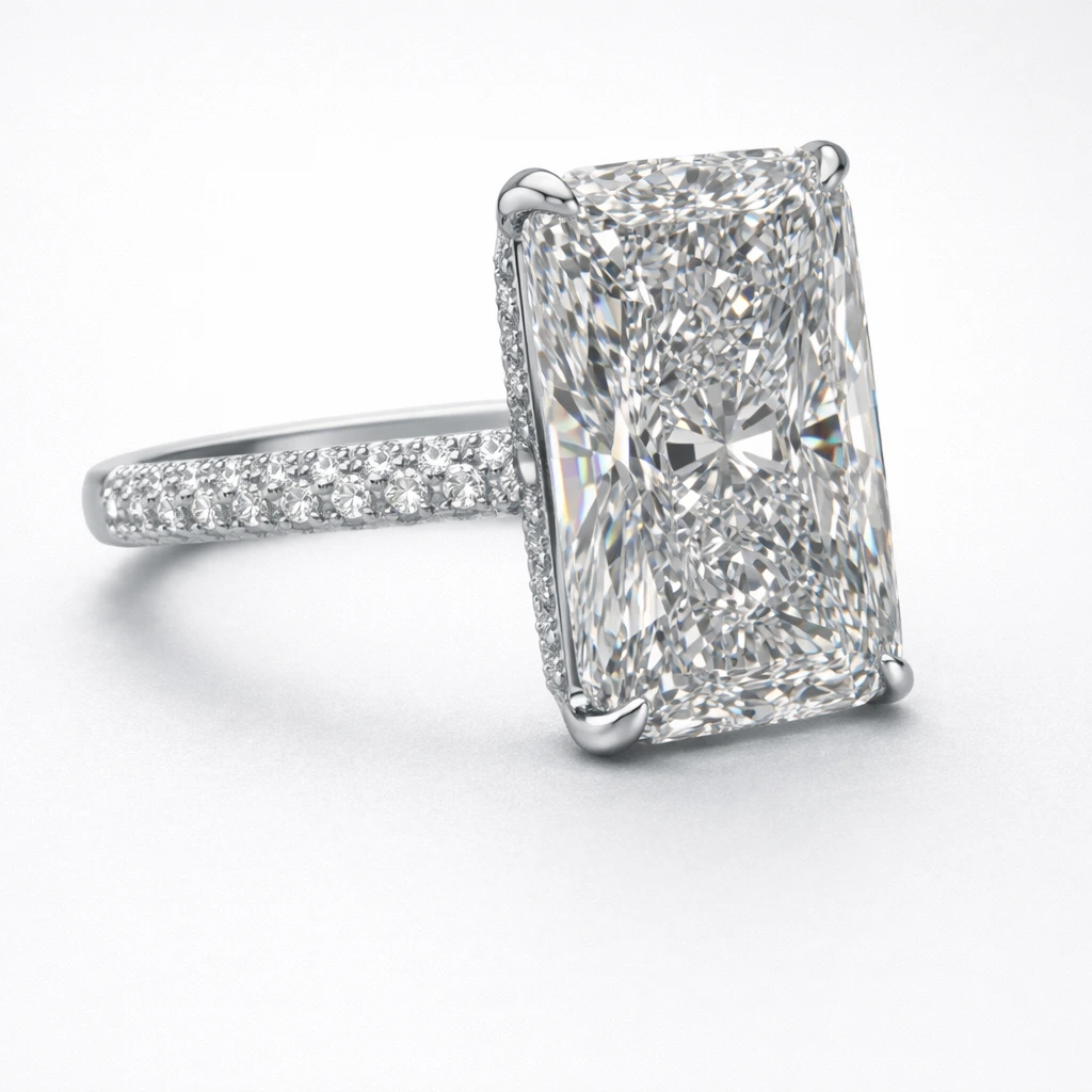 Radiant Pavé Diamond Ring Lab Grown Diamond | IGI Certified view 5