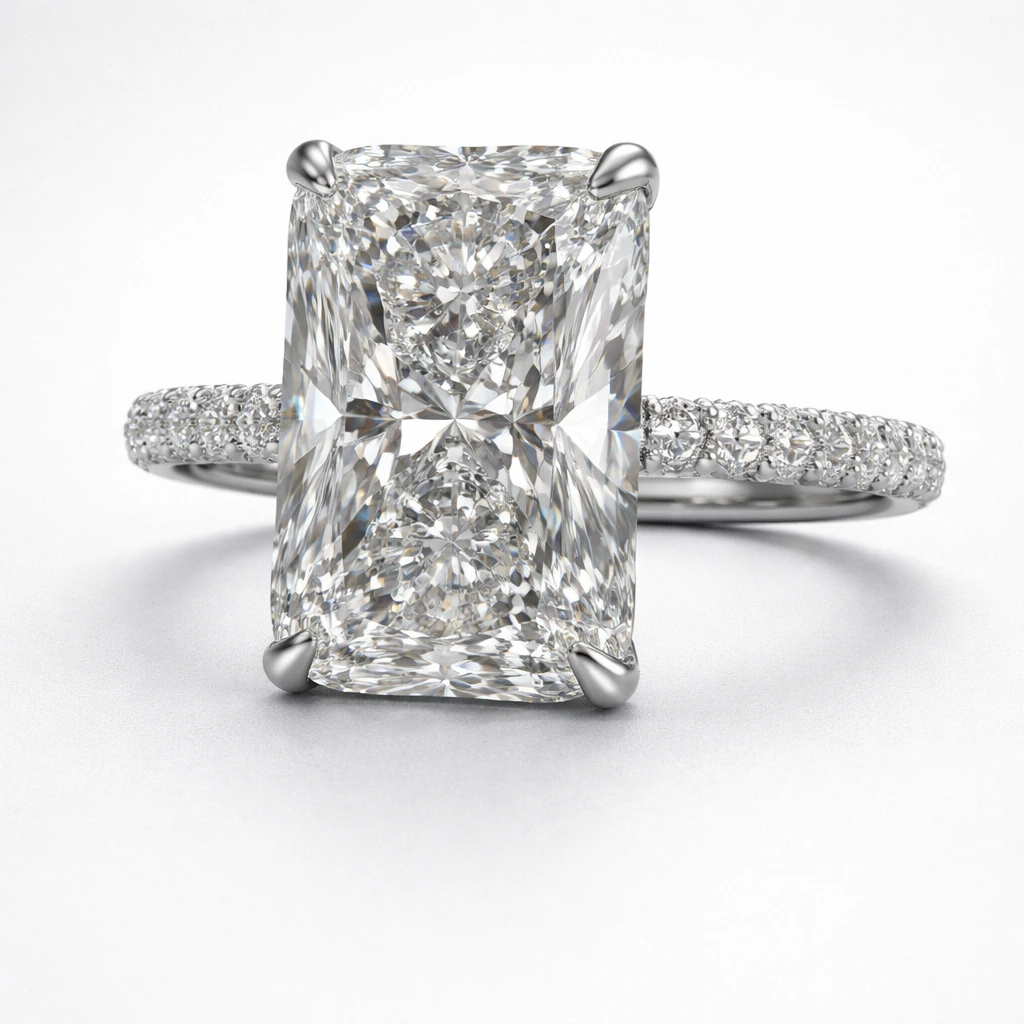 Radiant Pavé Diamond Ring Lab Grown Diamond | IGI Certified view 6