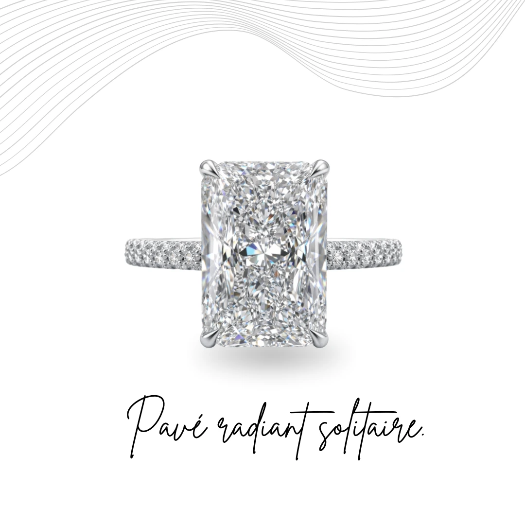 Radiant Pavé Diamond Ring Lab Grown Diamond | IGI Certified