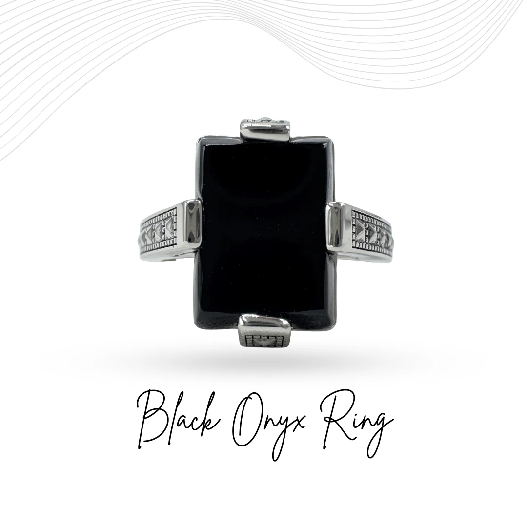 Rectangular Black Onyx Ring | PT950 Platinum