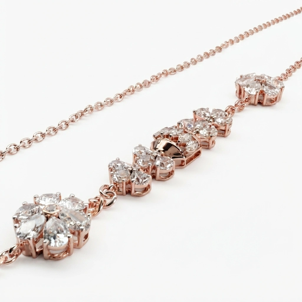 Rose Gold Diamond Statement Necklace | Fancy Shape Diamonds view 4