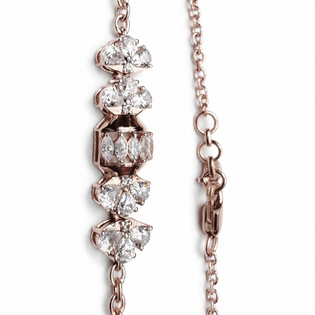 Rose Gold Diamond Statement Necklace | Fancy Shape Diamonds view 6