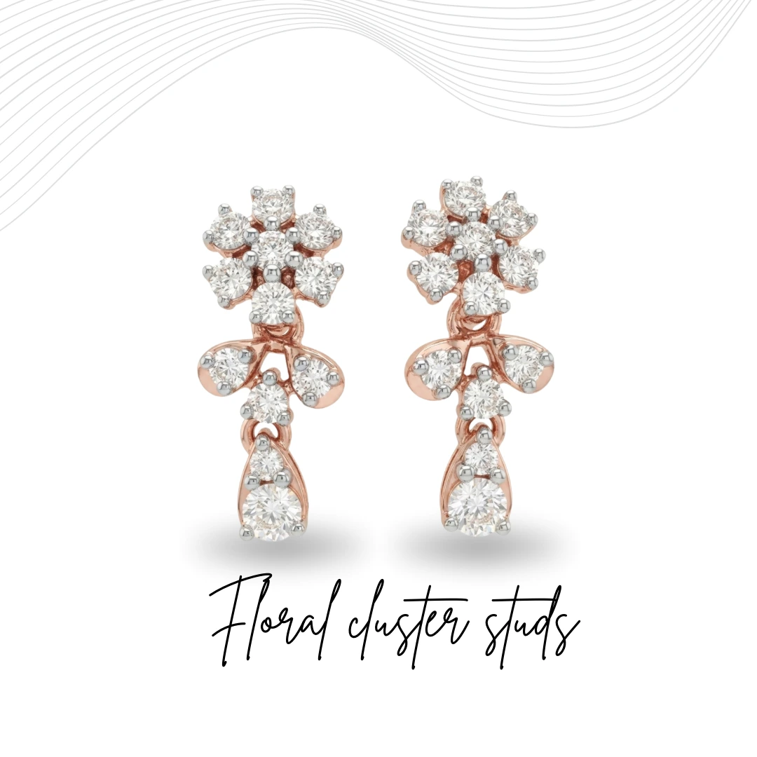 Rose Gold Earrings with Round-Cut Lab Grown & Natural Diamonds