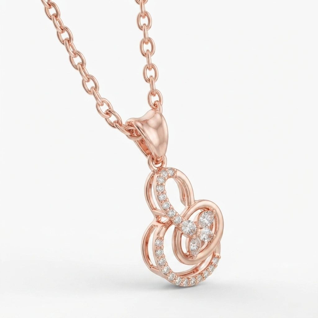 Rose Gold Pear & Round Lab Grown Diamond Pendant view 5