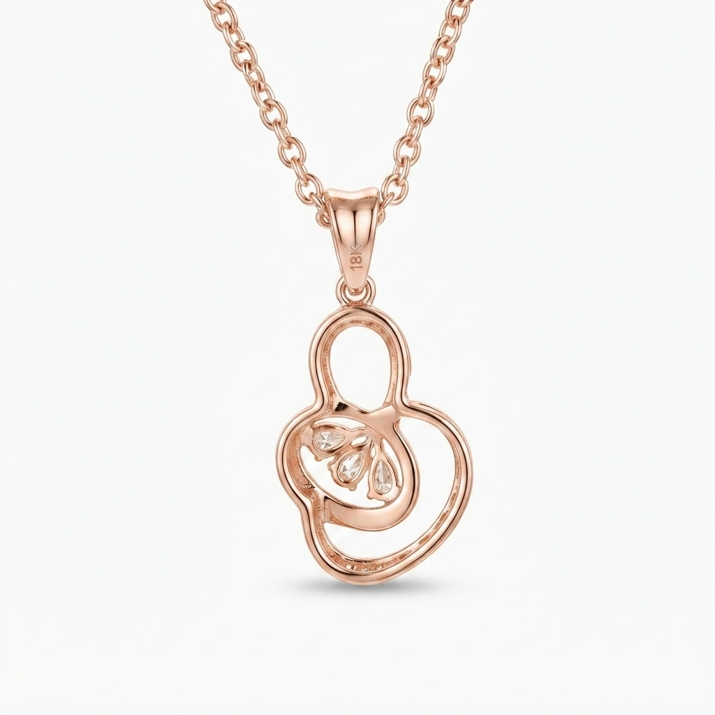 Rose Gold Pear & Round Lab Grown Diamond Pendant view 7