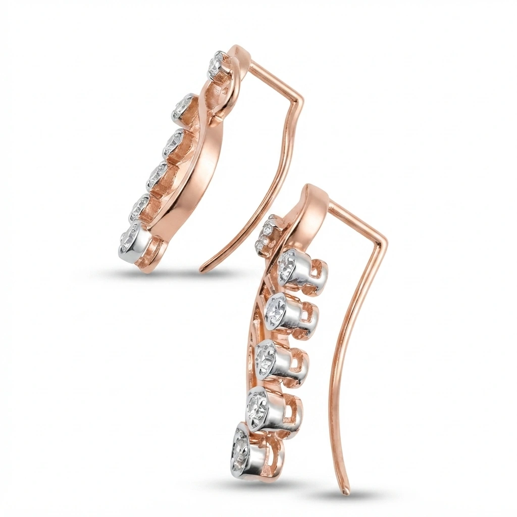 Rose Gold Round Diamond Earrings | 0.18 CT Lab Grown & Natural view 4